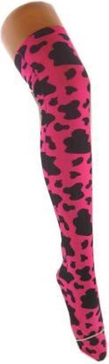 Stockings pink met zwarte vlekken