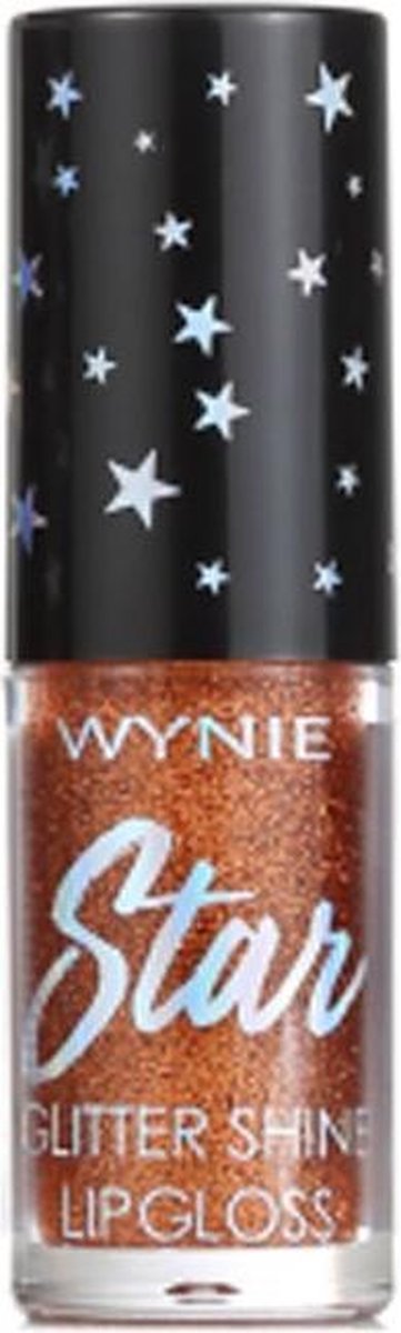 Wynie - Star - Glitter Shine Lipgloss - Transparant met Koper/Oranje mini multi gekleurde Glitter - Nummer 005 - 1 stuks