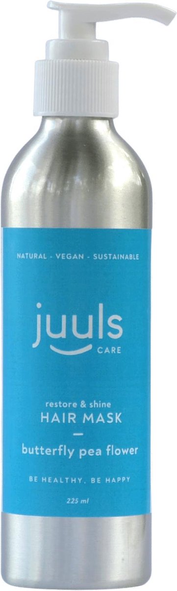 Juuls Vegan Care - Haar Masker - Herstel En Glans - Butterfly Pea Flower - Sulfaten vrij - Parabenen vrij - Natuurlijk - Makkelijk Kambaar - Halal - Plastic Vrij - Zero Waste  - 225 ml - Gratis Verzending