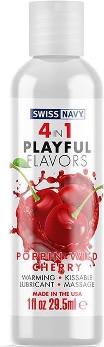 Swiss Navy Playful 4 in 1 Glijmiddel met Poppin Wild Cherry-smaak - 30ml