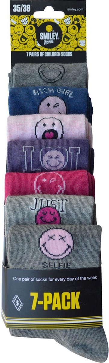 SMILEY Girl multipack sokken Sweet - meisjes 7 paar kousen - geschenkset - 27/30
