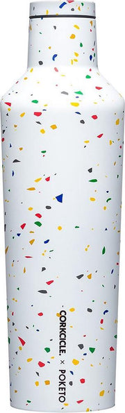 Corkcicle Canteen 475ml 16oz - Poketo White Terrazzo Roestvrijstaal - Waterfles en Thermosfles - 3wandig - 25uur koud en 12uur warm - BPA vrij - grote opening voor ijsklontjes
