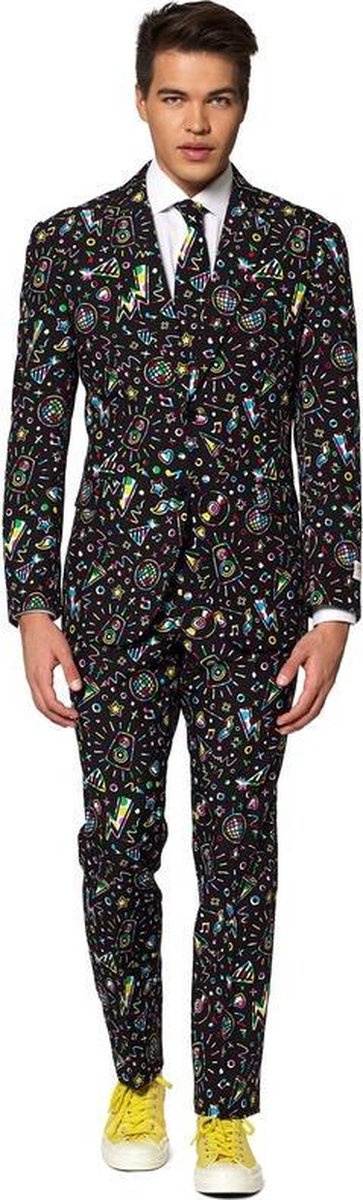 Heren kostuum Disco Dude foute party/jaren 80 thema print - Opposuits pak - Verkleedkleding/Carnavalskleding 52 (XL)