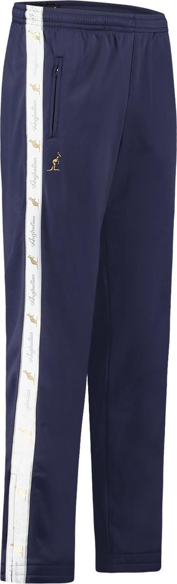 Australian broek met witte bies cosmo blauw en 2 ritsen maat M/48
