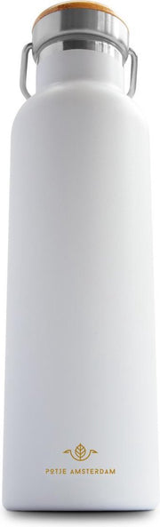 Potje Amsterdam Go 580 ML White - Drink- & Thermosfles - Dubbelwandig RVS- Houdt je drank 8 uur warm en 12 uur koud - Duurzaam -  Ideaal voor tijdens het sporten of voor onderweg