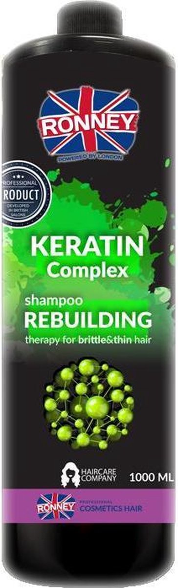 Ronney Professional Shampoo Keratin Complex Rebuilding Therapy For Brittle And Thin Hair 1000 ml - Normale shampoo vrouwen - Voor Alle haartypes