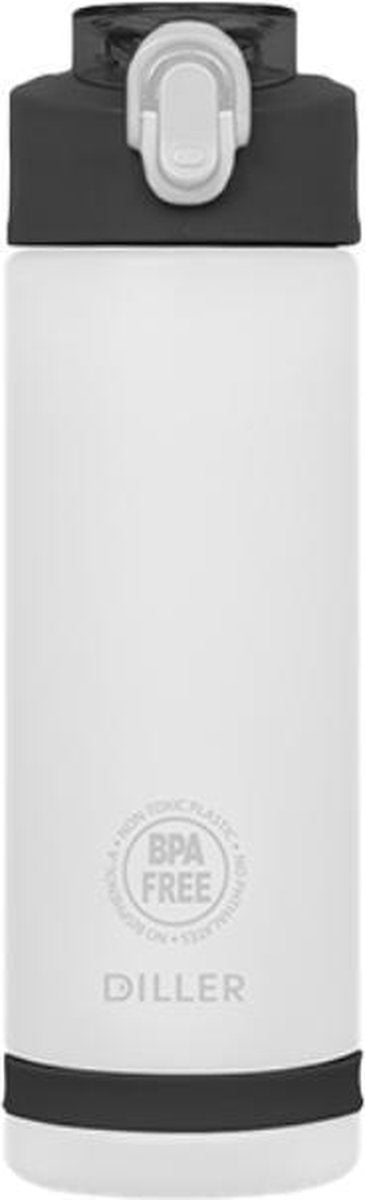 Diller Waterfles met Rietje - Drinkfles - Handig Sluitsysteem  - 750ml  - Wit - Tritan & BPA-vrij