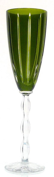 Mond geblazen kristallen champagneglazen - Flute LUXORIA - olive green - set van 2 glazen - gekleurd kristal