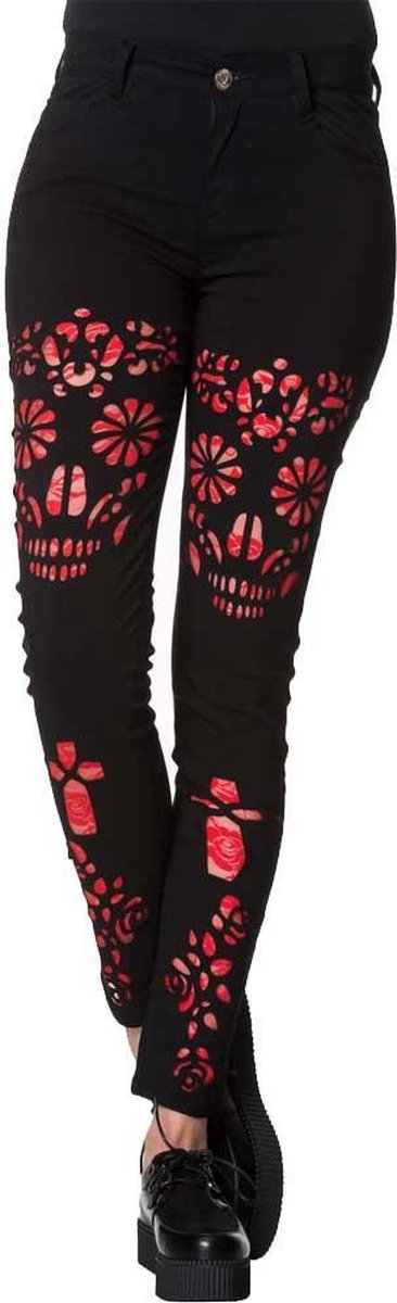 Banned Legging -S- Raindrop Halloween Zwart/Rood