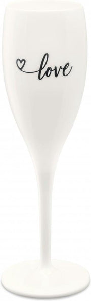 Koziol CHEERS NO. 1 love - Champagneglas 100ml met druk cotton white - set van 6
