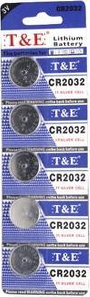 CR2032 Lithium Knoopcel Batterijen Strip 5 Stuks