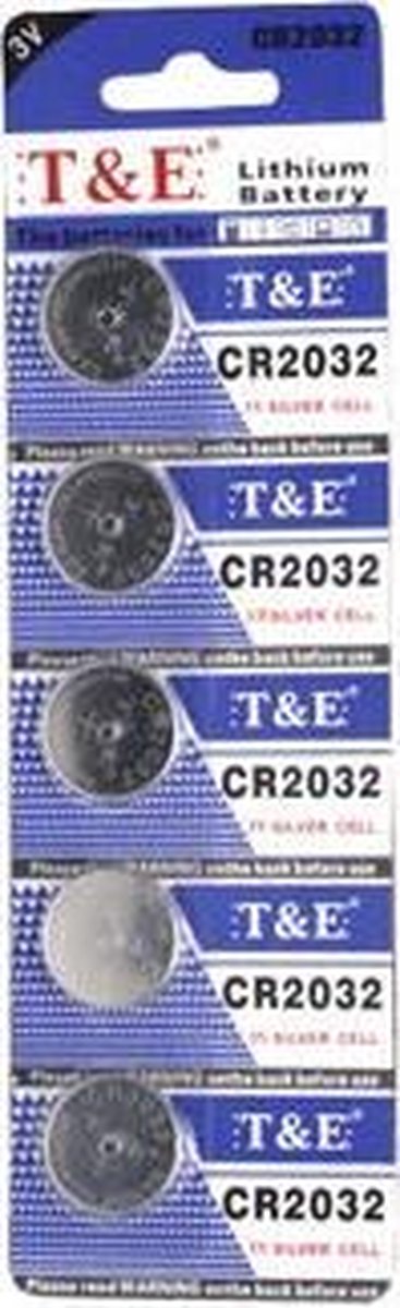 CR2032 Lithium Knoopcel Batterijen Strip 5 Stuks