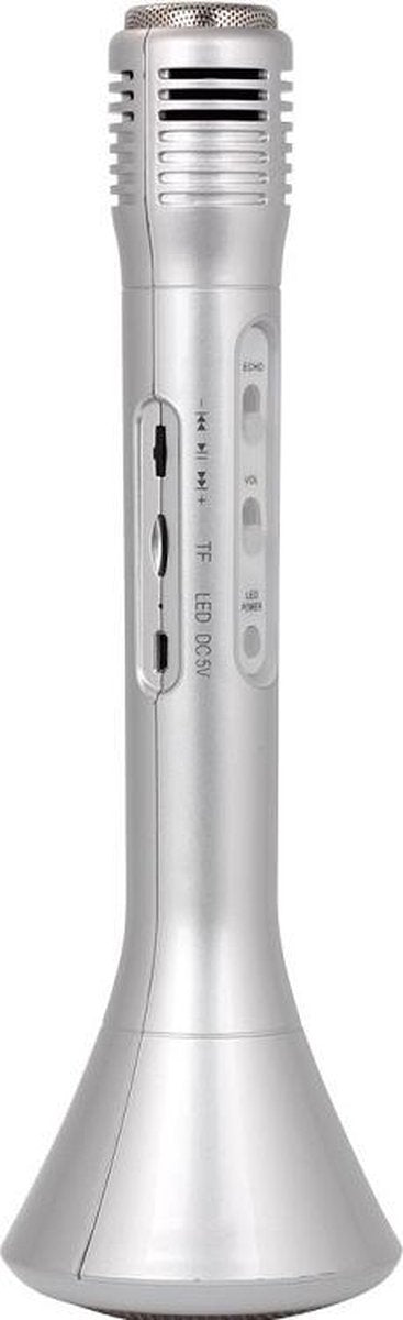 Shall karaoke microfoon met speaker en bluetooth zilver
