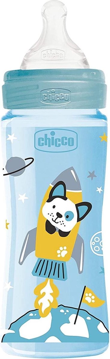 Chicco Zuigfles 330 Ml Polymeer/siliconen Blauw/transparant
