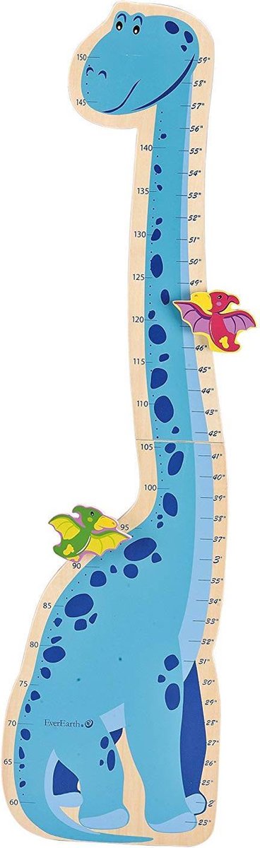 Everearth Meetlat Dinosaurus Blauw 101x27 Cm