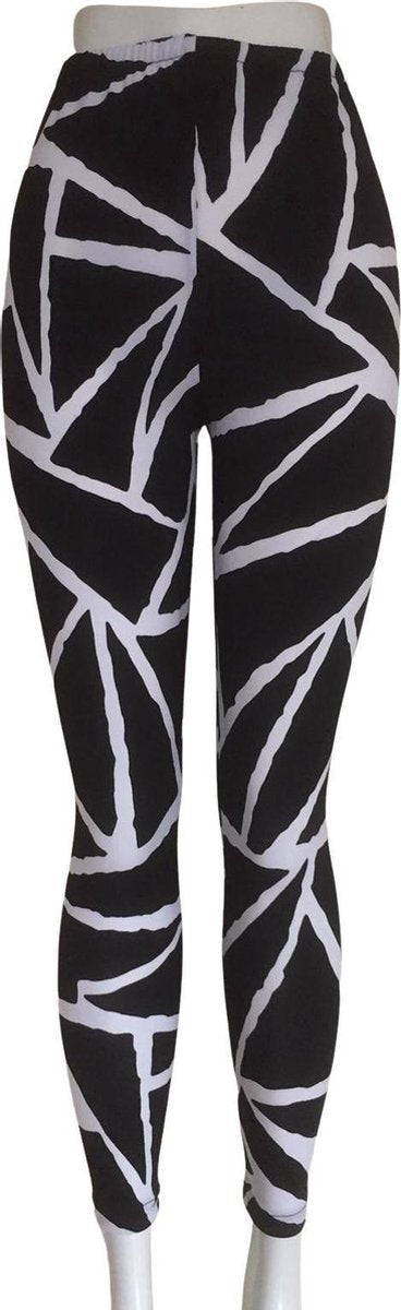 Stijlvolle Dames Society Legging | Fashion Legging | Zwart-Wit - L/XL