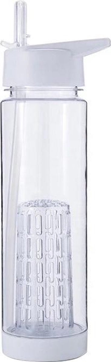 Lacardia - Waterfles met Fruitfilter en Rietje - 700 ml - Wit