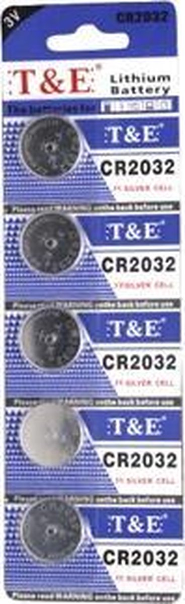 CR2032 Knoopcel batterijen 5 in pak(Ook bekend onder de volgende aanduidingen: CR2032 DL2032 CR DL 2032 5004LC BR2032 DJ2032 SB-T15 KL2032 L2032 ECR2032 KCR2032 E-CR2032 KECR2032 KECR2032-1 SB-T51 GPCR2032 L14 LM2032 CR2032BP EA-2032C )