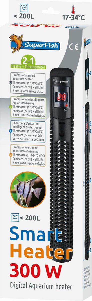 Superfish Smart Heater Digital 27 cm - Verwarming - 300 Watt Tot 200 Liter