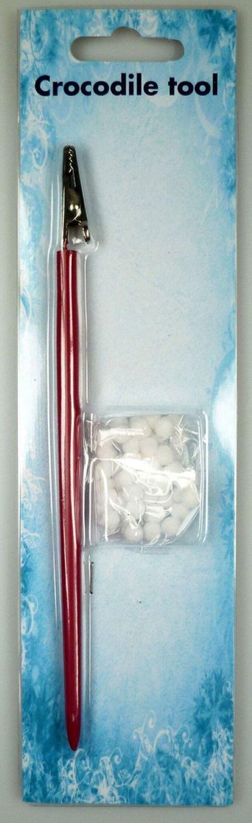 Crocodile tool CROC002 + 50 pompons 3 mm wit Krokodillenbek inkt applicator Nellie Snellen