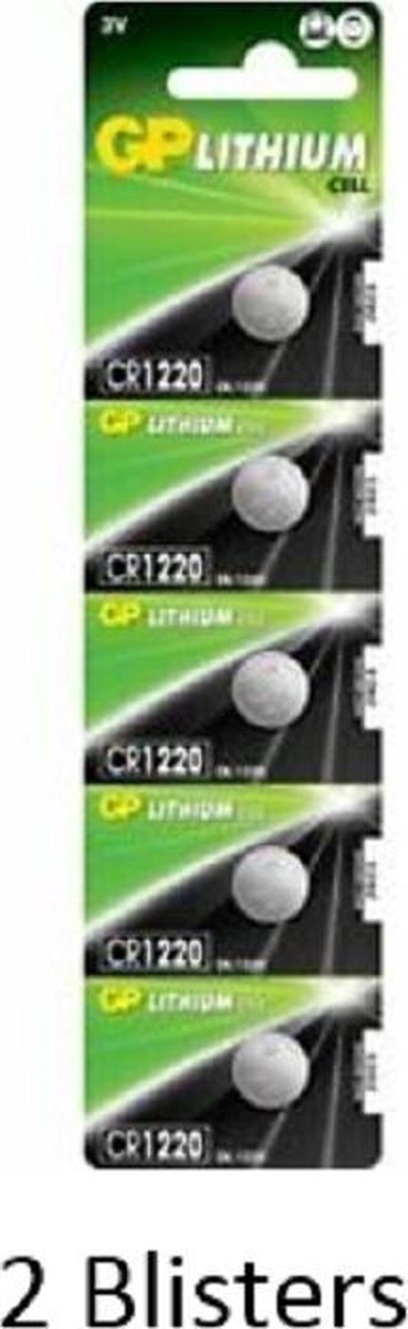 10 stuks (2 blisters a 5 stuks) GP Lithium CR1220 3V