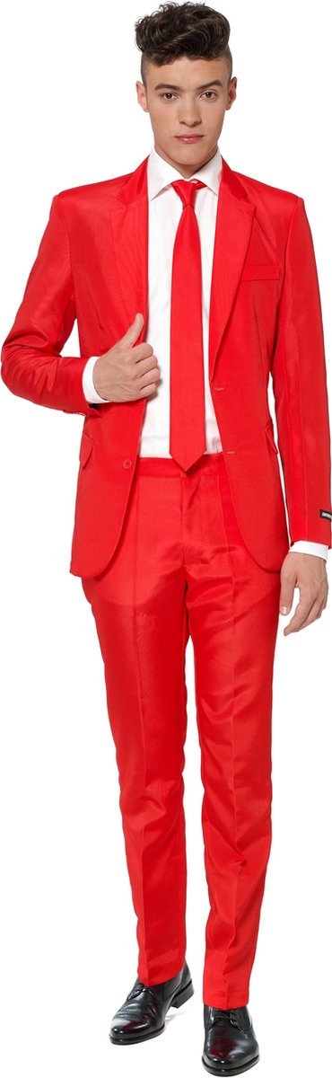 Suitmeister Red - Mannen Kostuum - Rood - Kerst - Maat 2XL