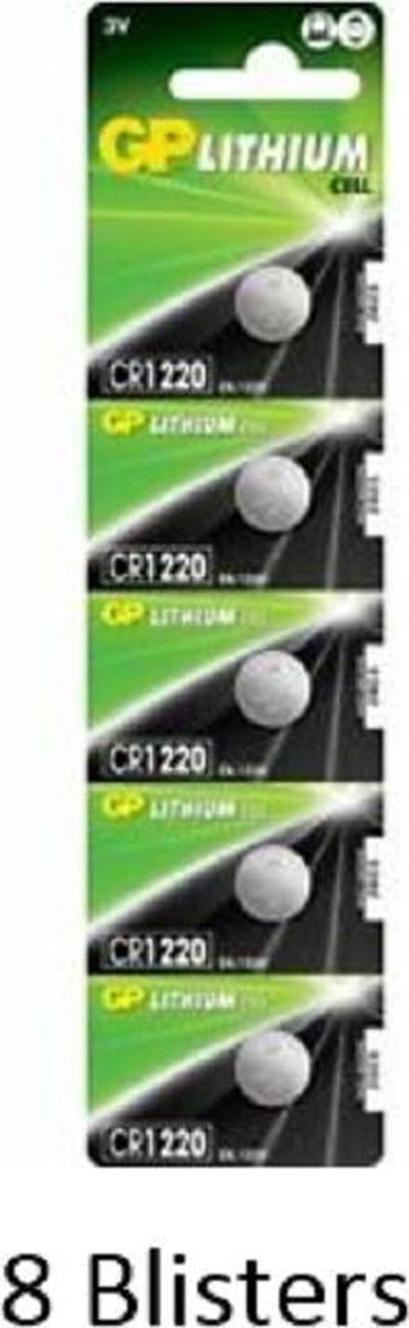 40 stuks (8 blisters a 5 stuks) GP Lithium CR1220 3V