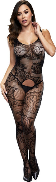 Baci - Crotchless Jacquard Bodystocking One Size