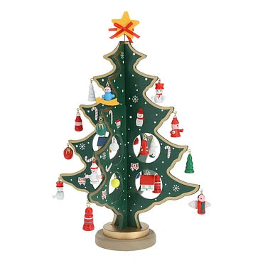 Houten Kerstboom met Hangdecoratie
