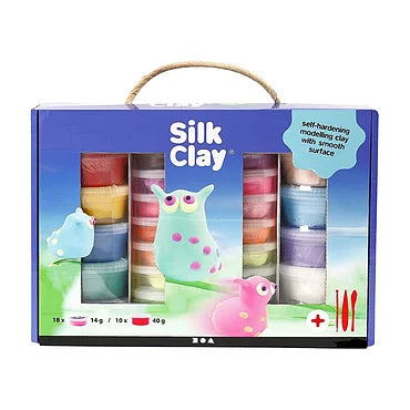 Silk Clay Set met 28 potjes en Gereedschap