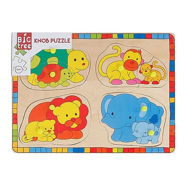 Houten Noppenpuzzel Wilde Dieren met Jongen