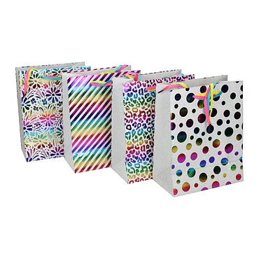 Geschenktas Glitterfolie 18x10x23cm