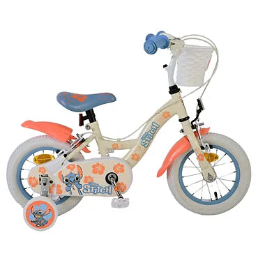 Disney Stitch Fiets - 12" - Twee handremmen - Crème Koraal