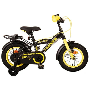 Volare Thombike Fiets - 12" - Zwart Geel - Twee Handremmen