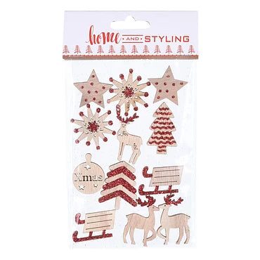 Houten Kerststickers met Glitters