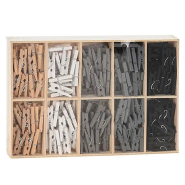 Houten Mini Knijpers Grijstinten