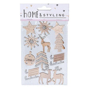 Houten Kerst Stickers met Glitters