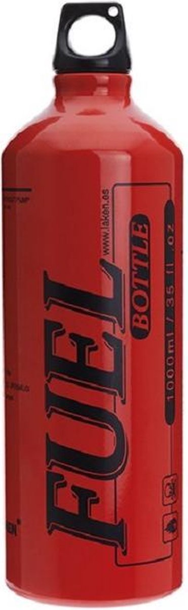 Brandstoffles - Benzinefles - Fuel bottle - Aluminium Laken - Rood - 1 liter - zwarte dop