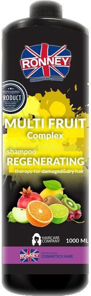 Ronney Professional Shampoo Multi Fruit Complex Regenerating Therapy For Damaged And Dry Hair 1000 ml - Normale shampoo vrouwen - Voor Alle haartypes
