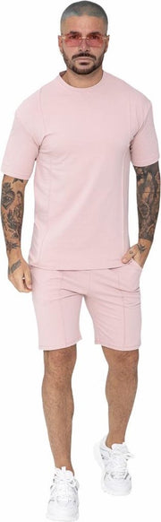 Heren korte broek en shirt - FRLVN - trainingspak kort - zomerset roze - maat XL