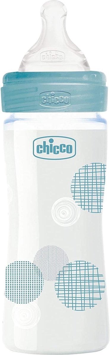 Chicco Zuigfles 240 Ml Polymeer/siliconen Blauw/transparant