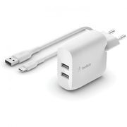 Belkin Dual USB Wall Charger + USB-A naar USB-C kabel - 24W Oplader Wit
