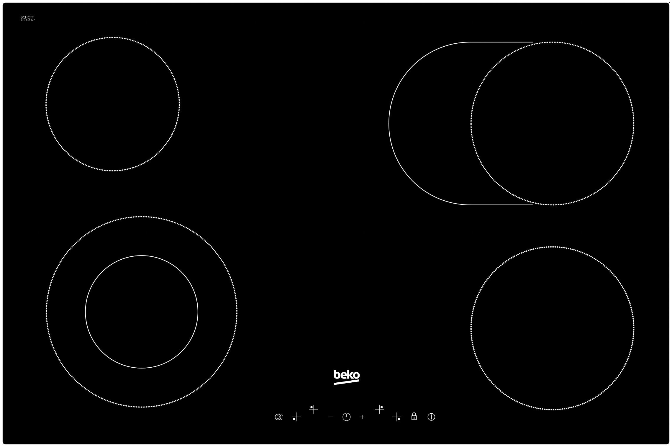 Beko HIC84401 Keramische kookplaat Zwart