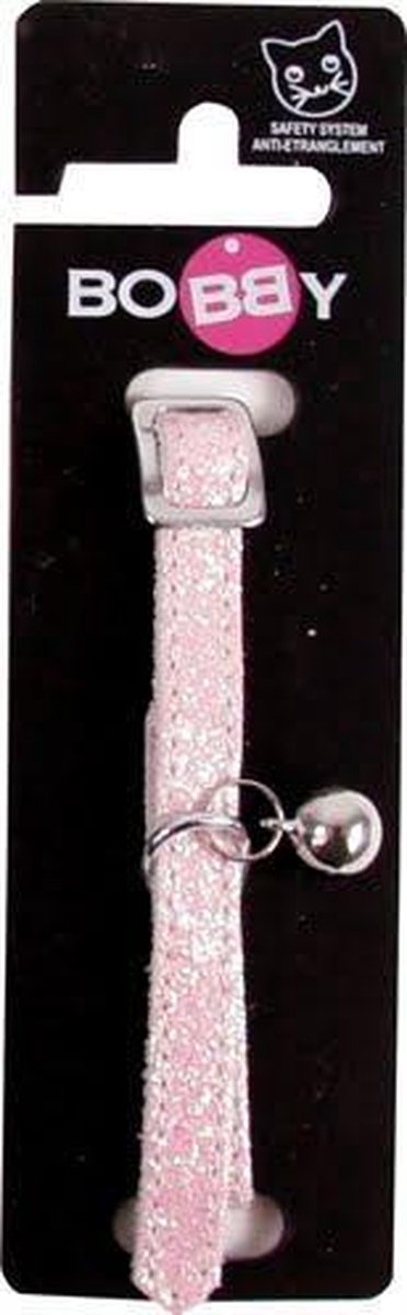 Bobby kattenhalsband glitter roze