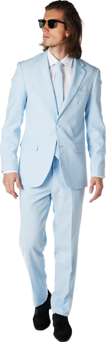 OppoSuits | Cool Blue | Mannen Kostuum | Blauw | Effen | Maat 44