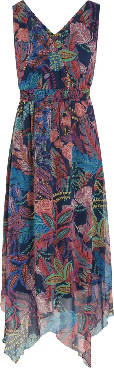 Cassis - Lange jurk met bladprint - Multicolor
