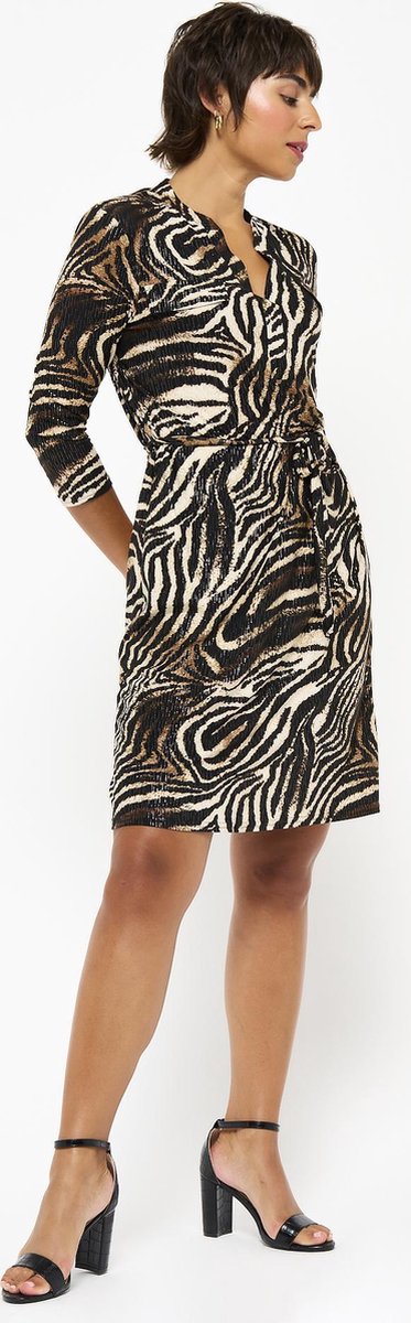Jurk met zebraprint - Camel