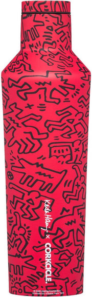 Corcicle Canteen -Keith Haring Street Art Edition - 475ml - Roestvrijstaal - 16oz. Waterfles en Thermosfles - 3wandig - 25uur koud en 12uur warm - Rood - BPA vrij - grote opening voor ijsklontjes - komt in speciale doos
