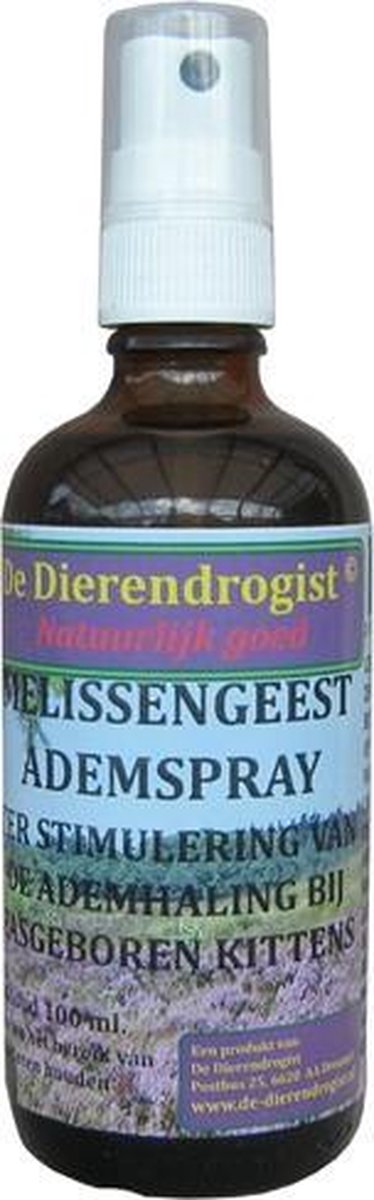 Dierendrogist melissengeest ademspray kitten - 100 ml - 1 stuks