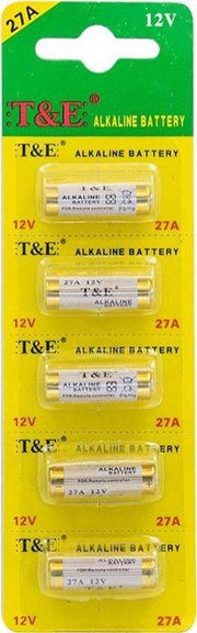 T&E 27A Alkaline Batterijen - 12V - 5 Stuks